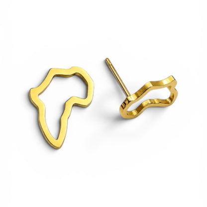 Africa Map Stainless Steel Stud Earrings