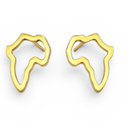 Africa Map Stainless Steel Stud Earrings