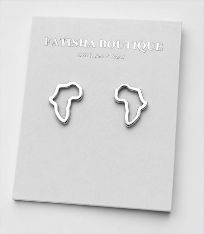 Africa Map Stainless Steel Stud Earrings