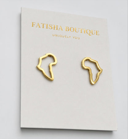 Africa Map Stainless Steel Stud Earrings