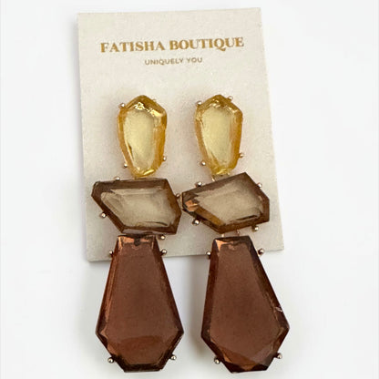 Long Bohemian Acrylic Dangle Earrings – Earthy & Elegant Look