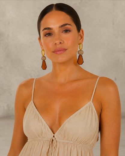 Long Bohemian Acrylic Dangle Earrings – Earthy & Elegant Look