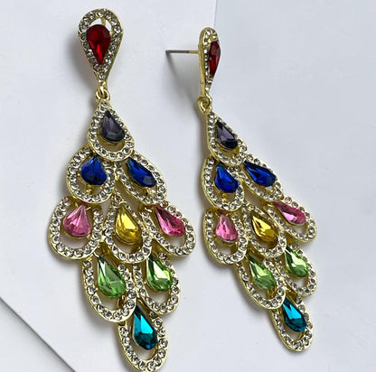 Multicolour Crystal Chandelier Statement Earrings
