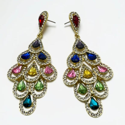 Multicolour Crystal Chandelier Statement Earrings