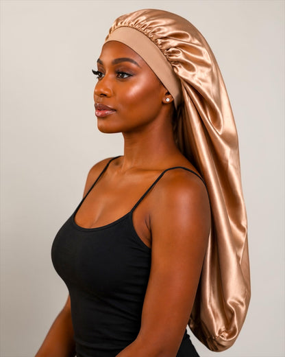 Luxury Satin Silk Long Bonnet – Double-Layer Hair Sleep Cap - Fatisha Boutique #