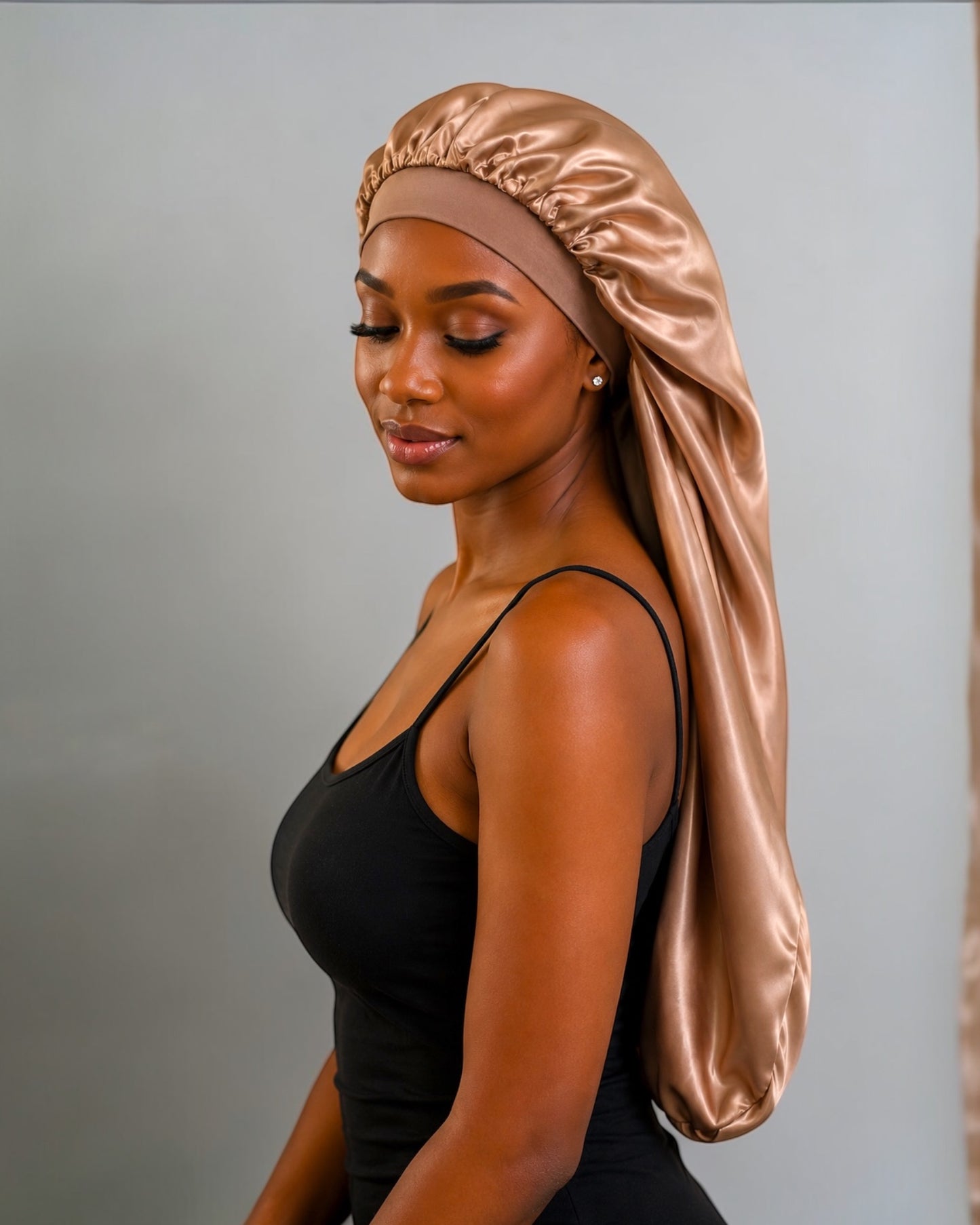 Luxury Satin Silk Long Bonnet – Double-Layer Hair Sleep Cap - Fatisha Boutique # Fatisha Boutique