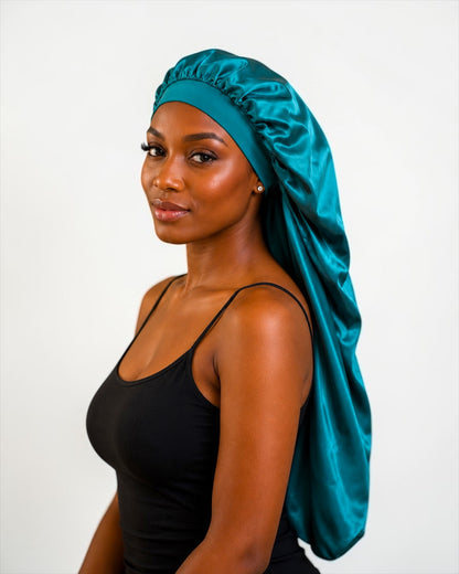 Luxury Satin Silk Long Bonnet – Double-Layer Hair Sleep Cap - Fatisha Boutique #