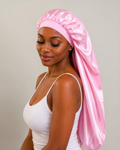 Luxury Satin Silk Long Bonnet – Double-Layer Hair Sleep Cap - Fatisha Boutique #