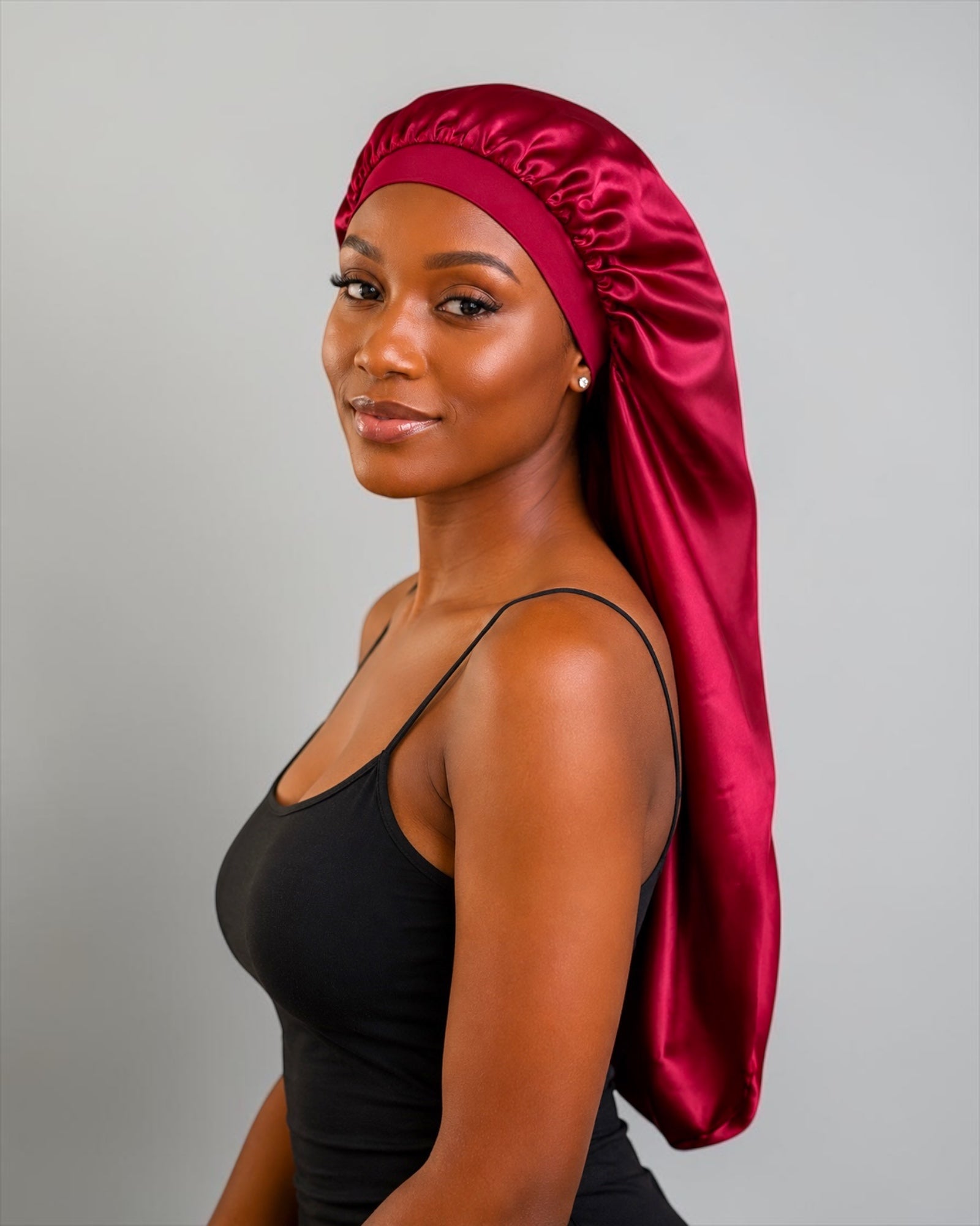 Luxury Satin Silk Long Bonnet – Double-Layer Hair Sleep Cap - Fatisha Boutique #