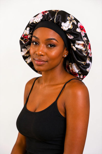 Printed Satin Silk Bonnet Cap – Protective Sleep Hair Bonnet - Fatisha Boutique #