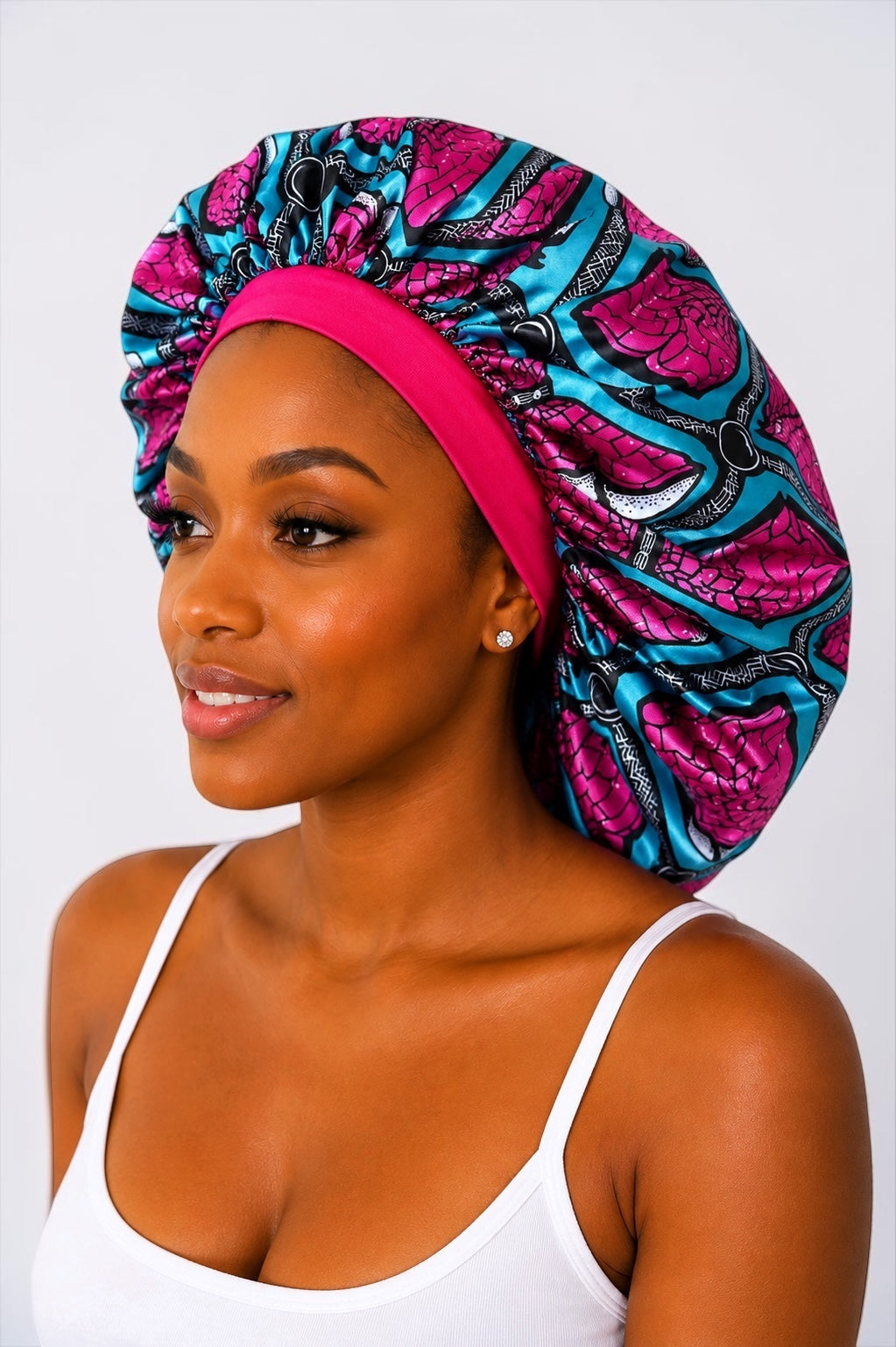 Floral Satin Silk Bonnet – Single Layer Anti-Frizz Sleep Cap - Fatisha Boutique #