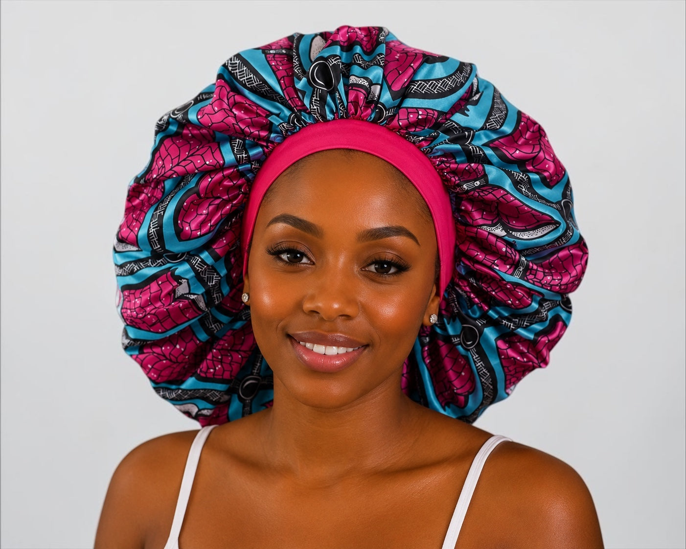 Floral Satin Silk Bonnet – Single Layer Anti-Frizz Sleep Cap - Fatisha Boutique #