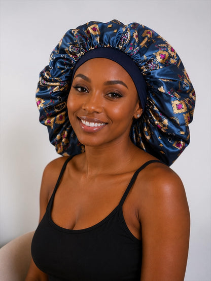 Floral Satin Silk Bonnet – Single Layer Anti-Frizz Sleep Cap - Fatisha Boutique #
