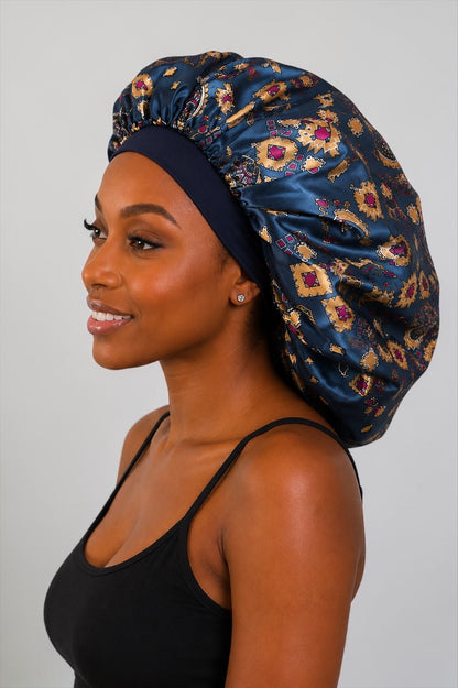 Floral Satin Silk Bonnet – Single Layer Anti-Frizz Sleep Cap - Fatisha Boutique #