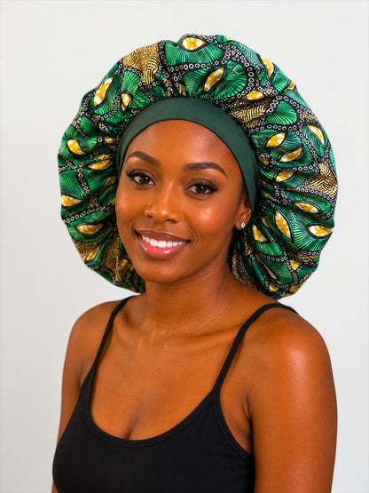 Floral Satin Silk Bonnet – Single Layer Anti-Frizz Sleep Cap - Fatisha Boutique #