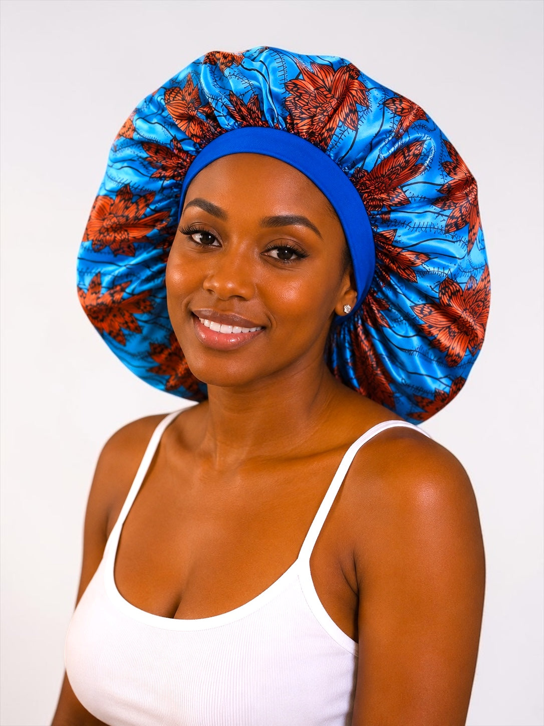 Floral Satin Silk Bonnet – Single Layer Anti-Frizz Sleep Cap - Fatisha Boutique #