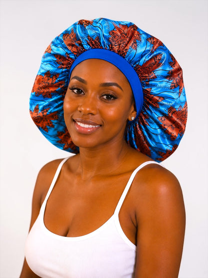 Floral Satin Silk Bonnet – Single Layer Anti-Frizz Sleep Cap - Fatisha Boutique #