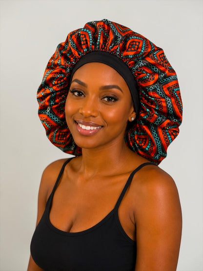 Floral Satin Silk Bonnet – Single Layer Anti-Frizz Sleep Cap - Fatisha Boutique #