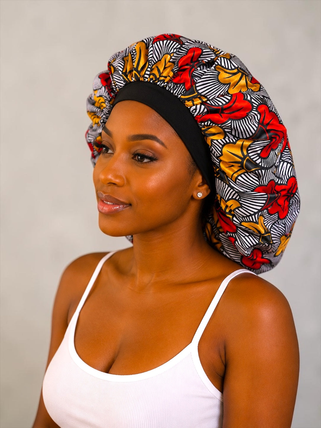 Floral Satin Silk Bonnet – Single Layer Anti-Frizz Sleep Cap - Fatisha Boutique #