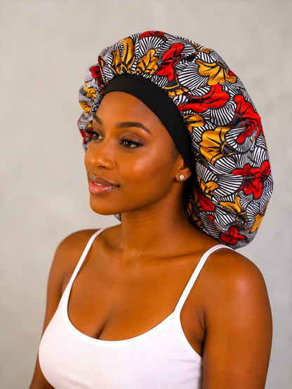 Floral Satin Silk Bonnet – Single Layer Anti-Frizz Sleep Cap - Fatisha Boutique #
