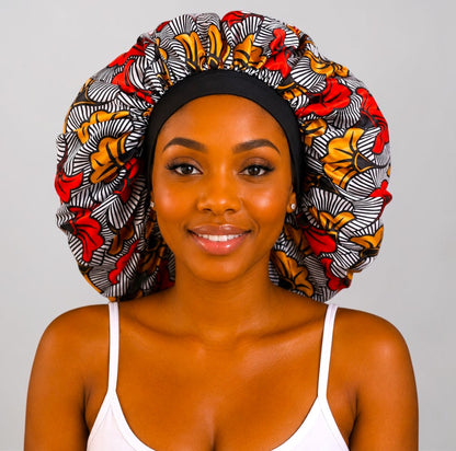 Floral Satin Silk Bonnet – Single Layer Anti-Frizz Sleep Cap - Fatisha Boutique #
