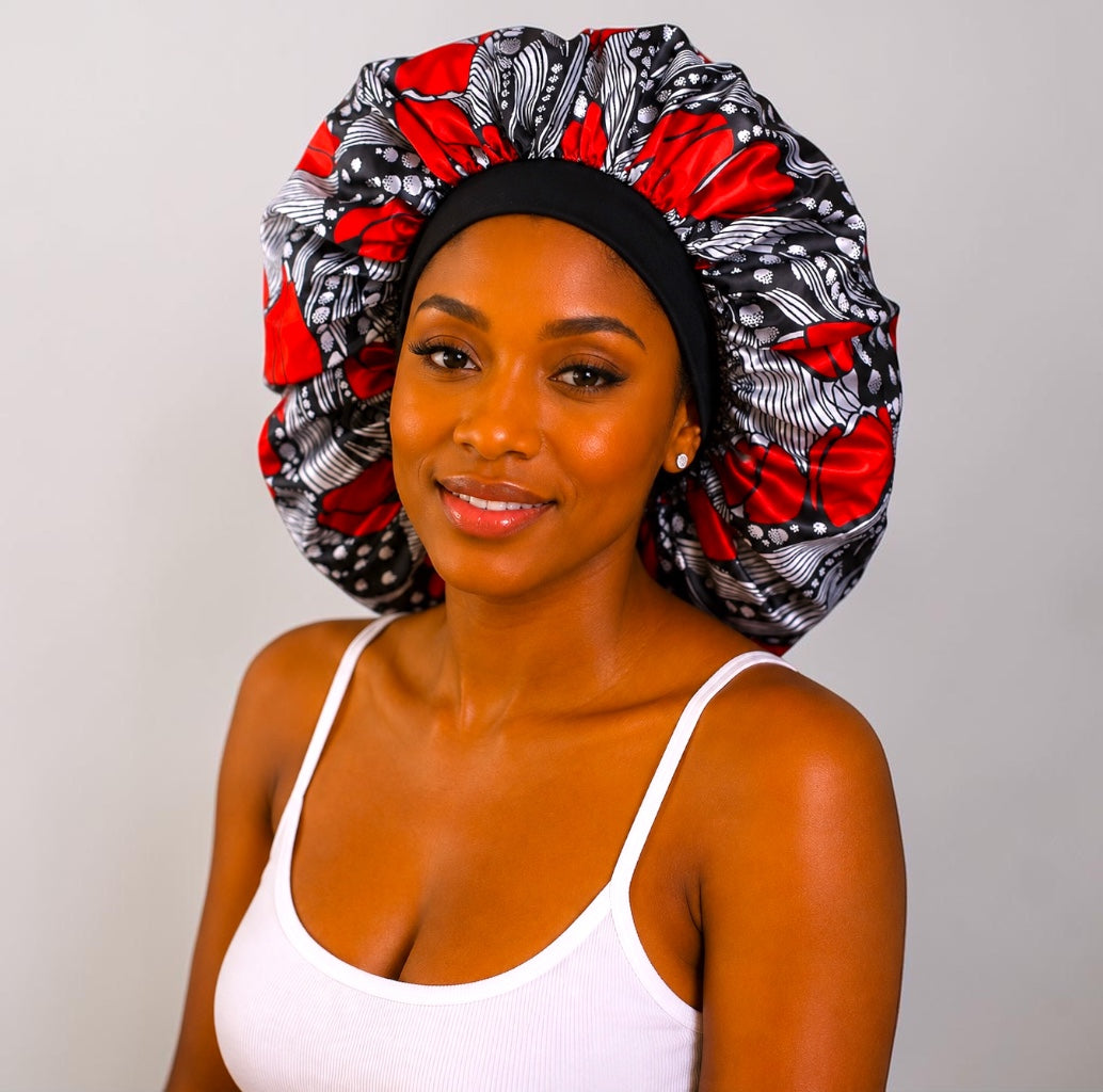 Floral Satin Silk Bonnet – Single Layer Anti-Frizz Sleep Cap - Fatisha Boutique #