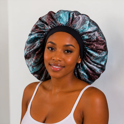 Floral Satin Silk Bonnet – Single Layer Anti-Frizz Sleep Cap - Fatisha Boutique #
