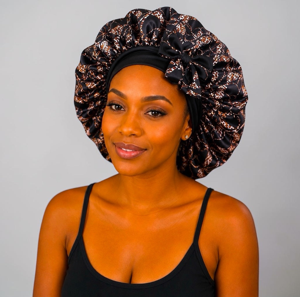 Ankara Print Single Layer Satin Silk Bonnet with Long Tie - Fatisha Boutique #