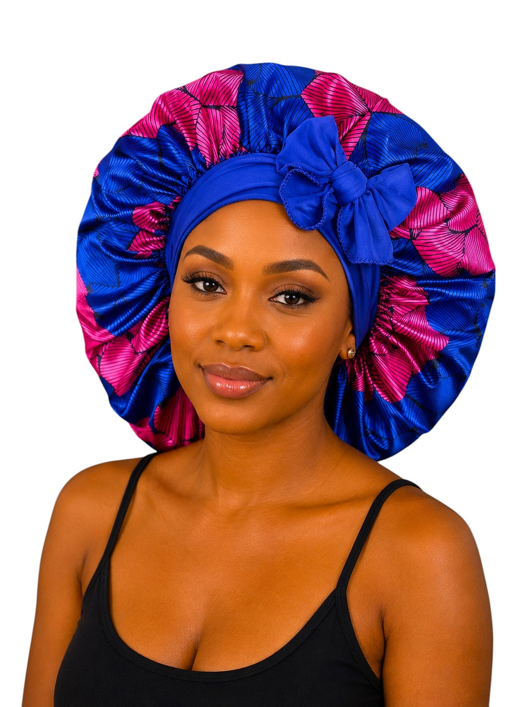 Ankara Print Satin Silk Bonnet Cap – Long Wide Tie | Single Layer | Hair Protection Night Cap - Fatisha Boutique # Fatisha Boutique