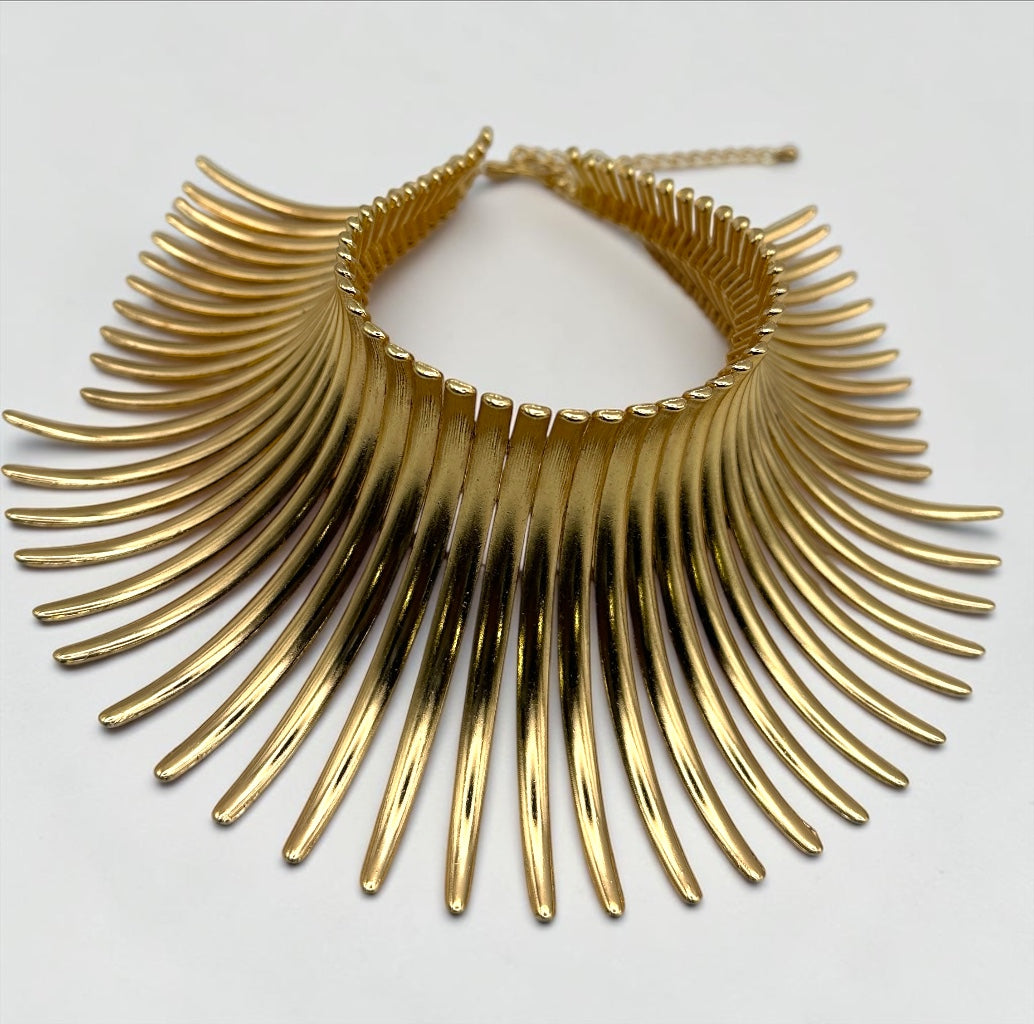 Bold Statement Tribal Collar Choker Necklace – African-Inspired Metal Neckpiece for Women - Fatisha Boutique #
