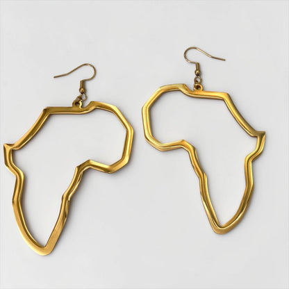 9cm Africa Map Stainless Steel Dangle Earrings