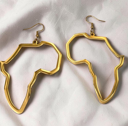 9cm Africa Map Stainless Steel Dangle Earrings