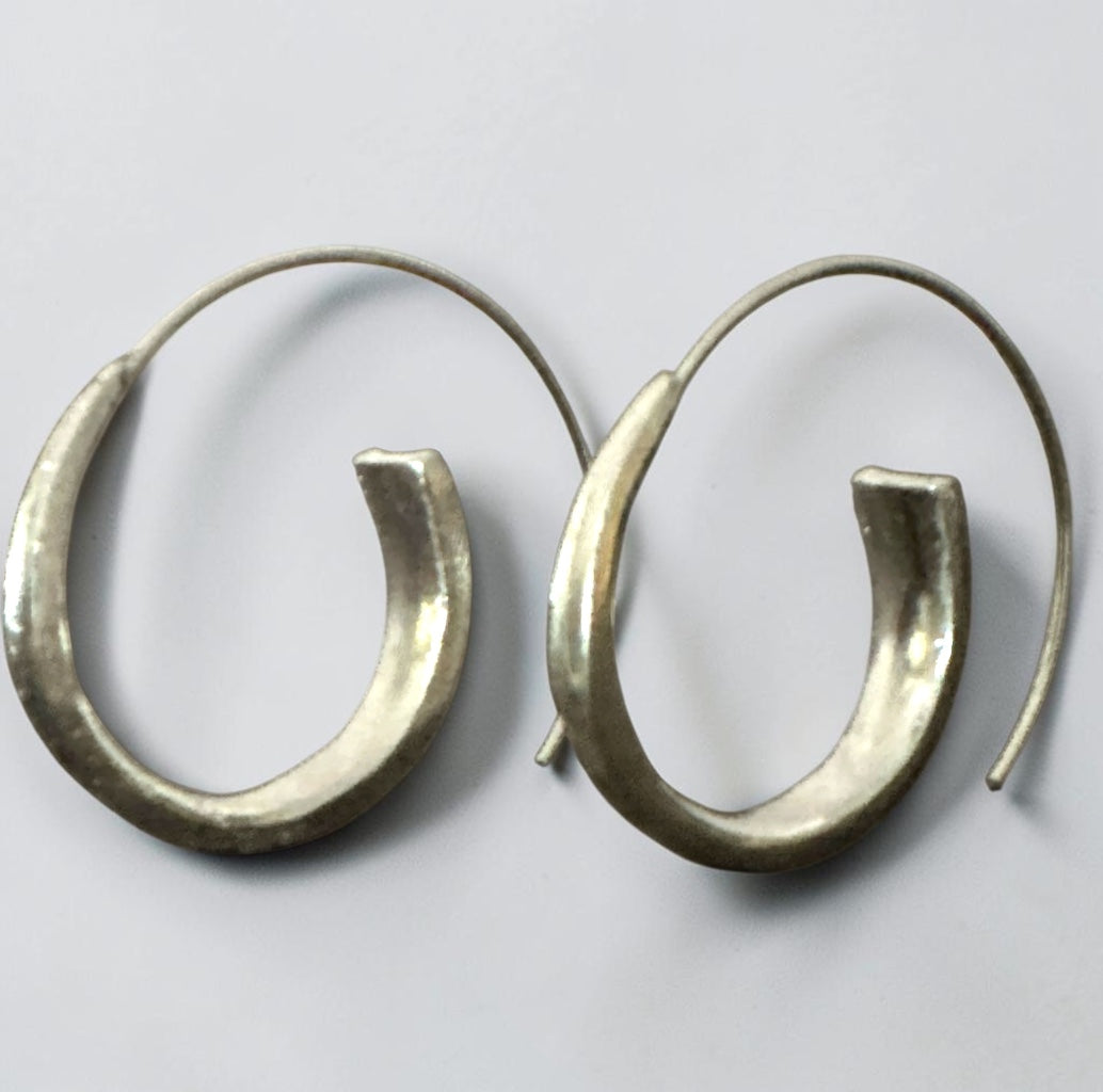 Lightweight Spiral Ethnic Boho Hoop Earrings