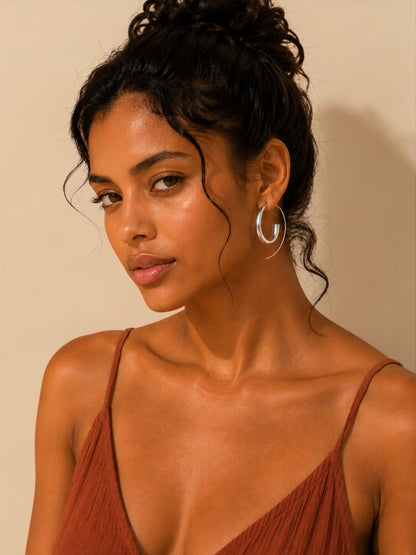 Lightweight Spiral Ethnic Boho Hoop Earrings