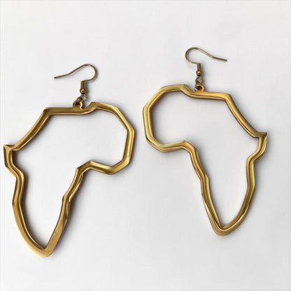 9cm Africa Map Stainless Steel Dangle Earrings