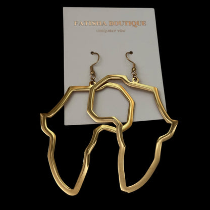 9cm Africa Map Stainless Steel Dangle Earrings