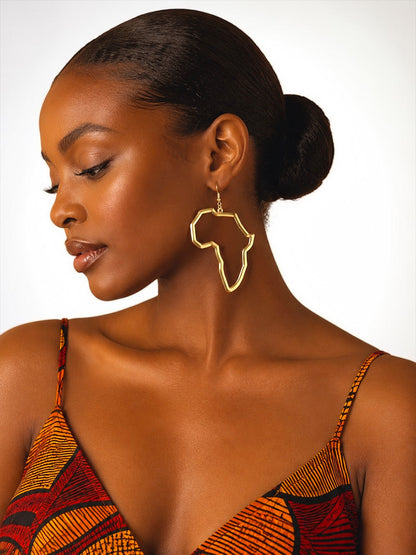9cm Africa Map Stainless Steel Dangle Earrings