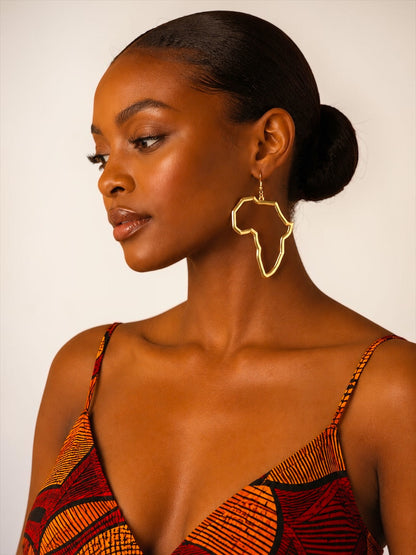 9cm Africa Map Stainless Steel Dangle Earrings