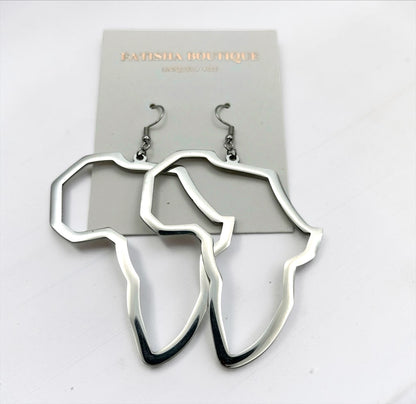 9cm Africa Map Stainless Steel Dangle Earrings