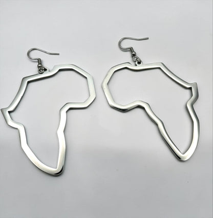 9cm Africa Map Stainless Steel Dangle Earrings