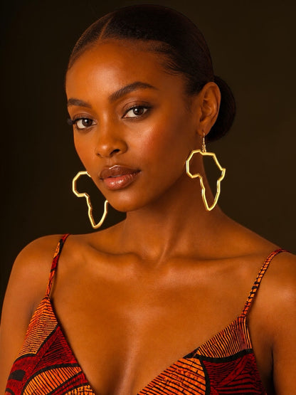 9cm Africa Map Stainless Steel Dangle Earrings