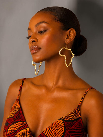 9cm Africa Map Stainless Steel Dangle Earrings