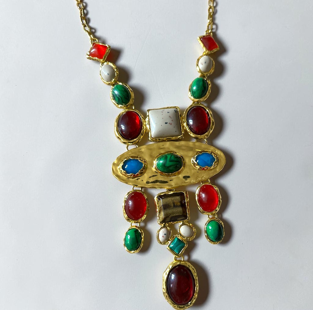 Multicolour Retro Boho Statement Necklace
