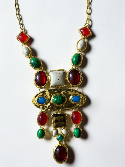 Multicolour Retro Boho Statement Necklace