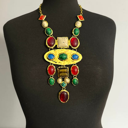 Multicolour Retro Boho Statement Necklace