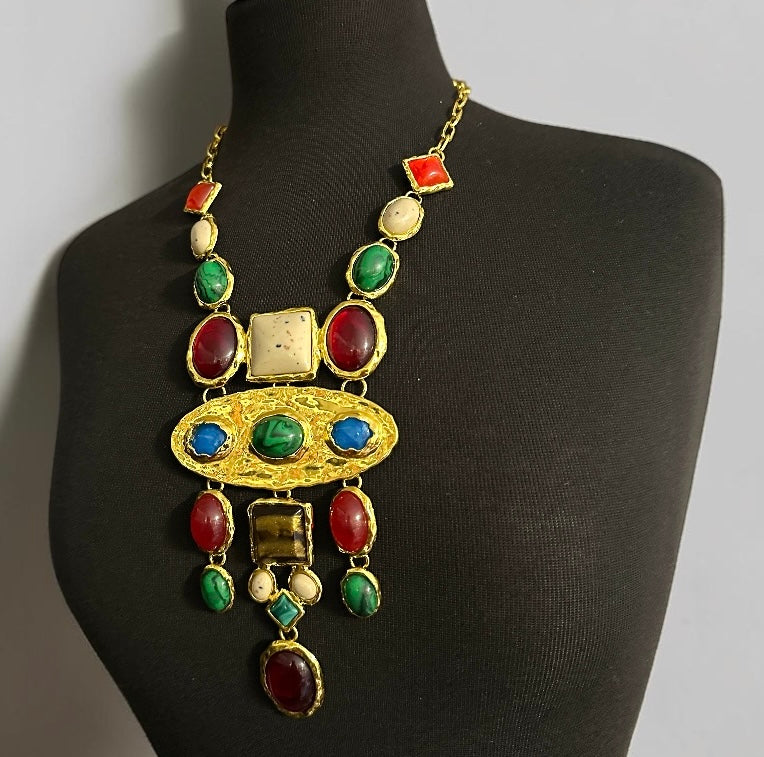 Multicolour Retro Boho Statement Necklace