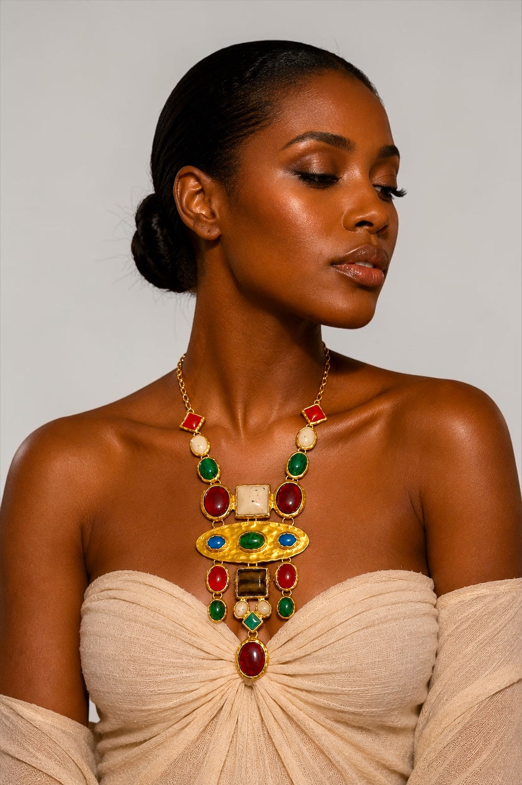 Multicolour Retro Boho Statement Necklace