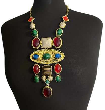 Multicolour Retro Boho Statement Necklace
