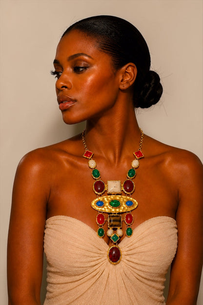 Multicolour Retro Boho Statement Necklace