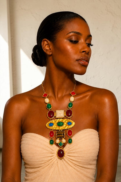 Multicolour Retro Boho Statement Necklace